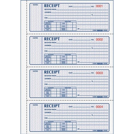 Rediform Book, Receipt, 3Pt, 4 Per Page Pk RED8L808
